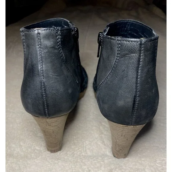 Paul Green Tracey Black Nubuck Caged Peep Toe Booties Size 7.5 With 3.75" Heel & - Picture 6 of 10